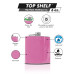 Hip Flask Holding 6 oz - Pocket Size, Stainless Steel, Rustproof, Screw-On Cap - Pink Finish