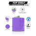Hip Flask Holding 6 oz - Pocket Size, Stainless Steel, Rustproof, Screw-On Cap - Purple Finish