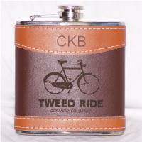 6oz Leather Hip Flask, Custom Laser Engraved 6oz Leather Hip Flask, Custom Laser Engraved