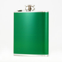 Hip Flask Holding 6 oz - Pocket Size, Stainless Steel, Rustproof, Screw-On Cap - Green Finish