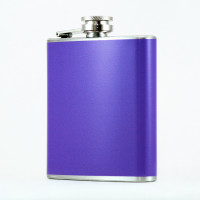 Hip Flask Holding 6 oz - Pocket Size, Stainless Steel, Rustproof, Screw-On Cap - Purple Finish Hip Flask Holding 6 oz - Pocket Size, Stainless Steel, Rustproof, Screw-On Cap - Purple Finish