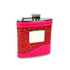 2-Tone Pink Hip Flask with Engraving