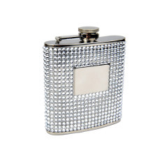 Silver Bead 6oz Flask with Engraving Plate