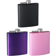 6oz Pearlized Painted Hip Flask, Assorted Colors