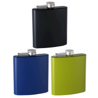 6oz Rubber-Coated Stainless Steel Hip Flask, Assorted Colors 6oz Rubber-Coated Stainless Steel Hip Flask, Assorted Colors