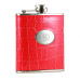 Pink Eel Skin Flask with Engraving Plate