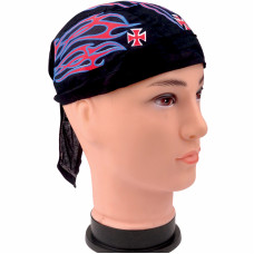 Flaming Maltese Cross Skull Cap