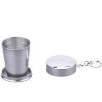 Collapsible Cup/Shot Glass - All Stainless Steel - Holds 1 oz./50 mL - Closes Flat - Includes Keychain or Belt-Loop Clasp Collapsible Cup/Shot Glass - All Stainless Steel - Holds 1 oz./50 mL - Closes Flat - Includes Keychain or Belt-Loop Clasp