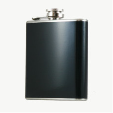 Hip Flask Holding 6 oz - Pocket Size, Stainless Steel, Rustproof, Screw-On Cap - Black Finish