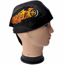 Flaming Motorcycle Biker Skull Cap