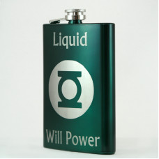 Green Custom Engraved Hip Flask