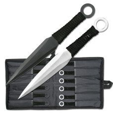 Set of 12 Black and Silver Throwing Knives