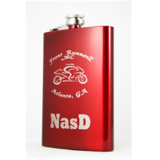 Engraved Neon Red Hip Flask