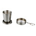 Collapsible Cup/Shot Glass - All Stainless Steel - Holds 1 oz./50 mL - Closes Flat - Includes Keychain or Belt-Loop Clasp