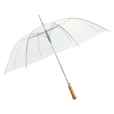 Clear Rain Umbrella - 48" Across - Auto Open - Rip-Resistant - Resin Handle - Light Strong Metal Shaft and Ribs - Perfect for 1 Person