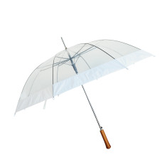 Rain Umbrella - Clear - 48" Across - Rip-Resistant  - Auto Open - Light Strong Metal Shaft and Ribs - Resin Handle