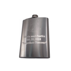 Custom Engraved Hip Flask Holding 8 oz - Metallic Grey, Stainless Steel, Leakproof, Rustproof Finish