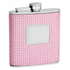 6 Oz. Hip Flask with Pink Rhinestone Finish